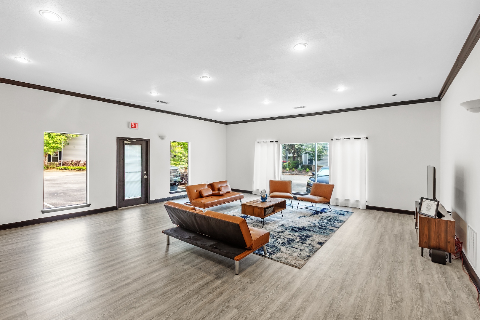 Clubhouse lounge with natural light
