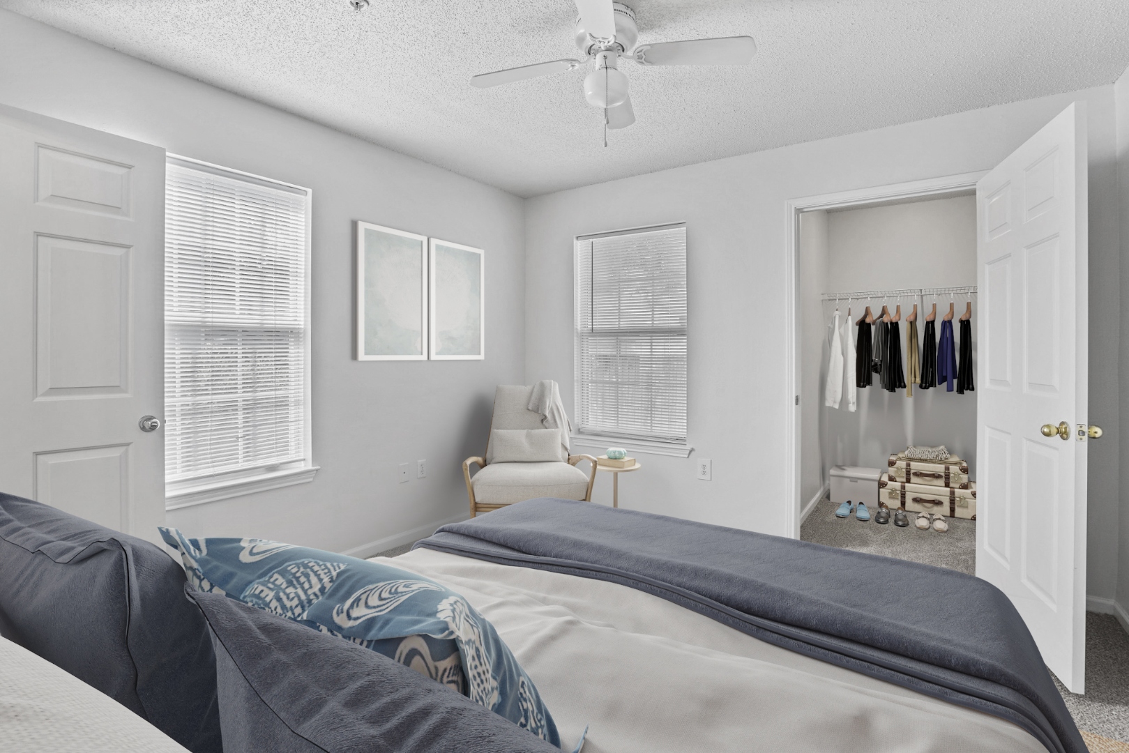 Bedroom with walk-in closet