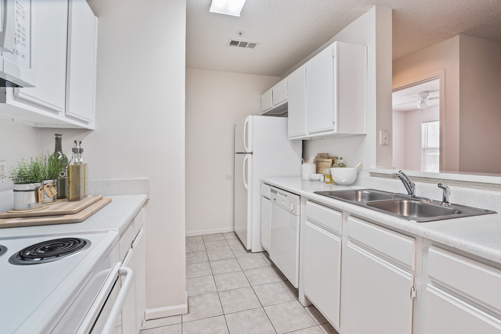 Kitchen with white cabinets